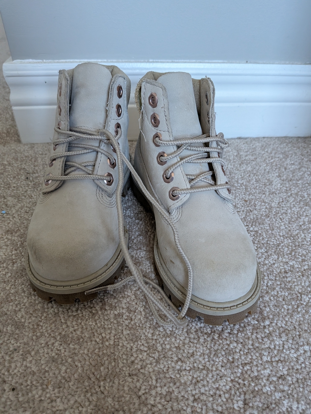 Timberland Premium Waterproof Boots Glitter Collar Beige US 9.5
